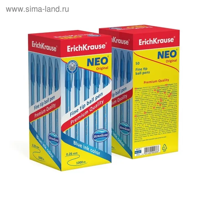 Ручка шариковая ErichKrause Neo Original, игольчатый узел 0.7 мм, чернила синие, супермягкое письмо, длина линии письма 2000 метров Ручка шариковая ErichKrause Neo Original, игольчатый узел 0.7 мм, чернила синие, супермягкое письмо, длина линии письма 2000 метров