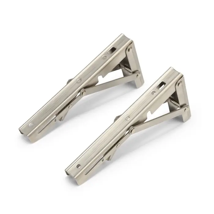 Кронштейн складной для столов и полок ТУНДРА, 2 шт., длина 200 мм, нержавеющая сталь