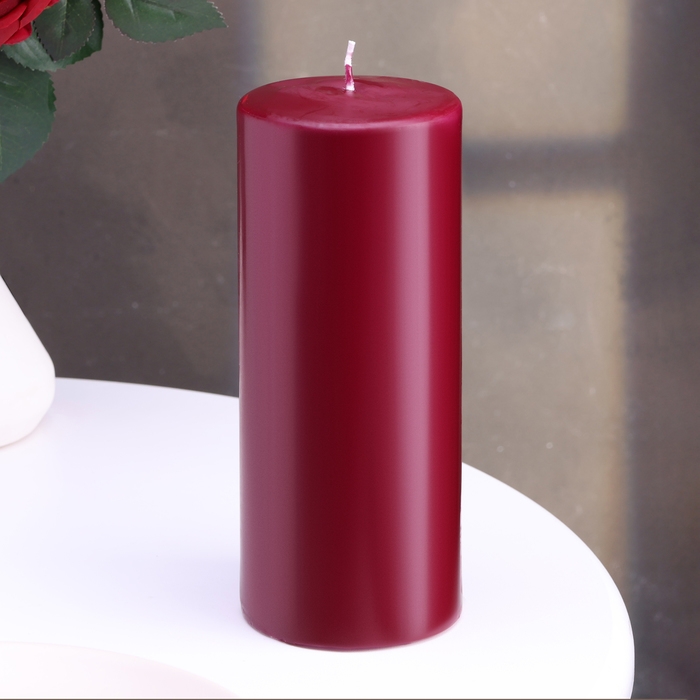Свеча - цилиндр, 8х20 см, 90 ч, 795 г, бордовая Свеча - цилиндр, 8х20 см, 90 ч, 795 г, бордовая