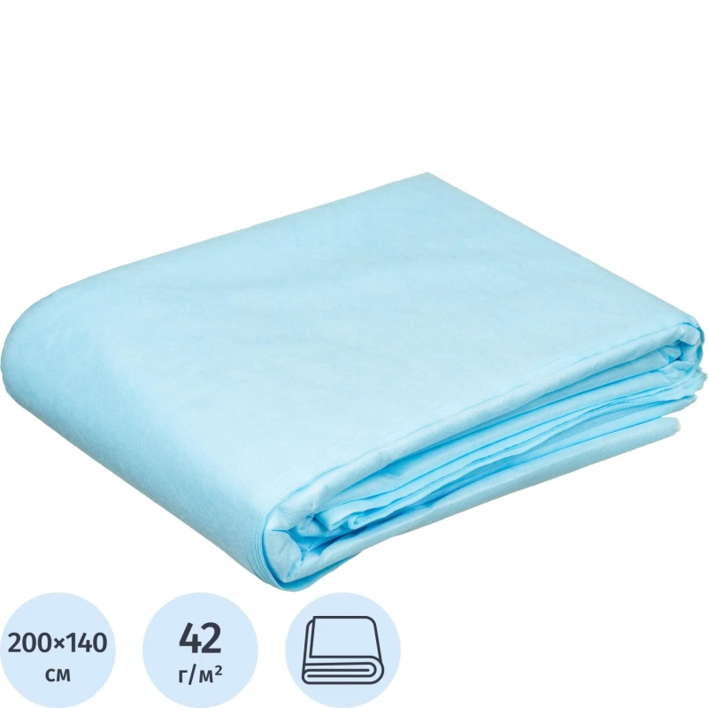 Простыня н/с 200x140 сммс пл.40-42 10шт/уп Инмедиз