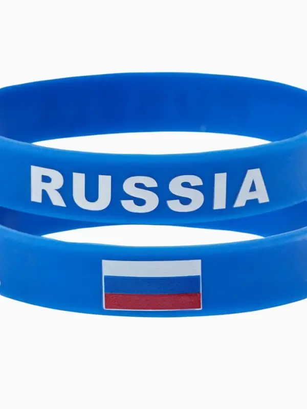 Силиконовый браслет &laquo;РОССИЯ&raquo;, синий