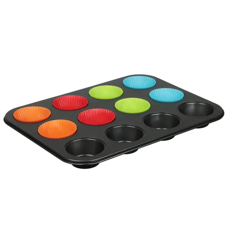 VETTA Форма для выпечки 12 ячеек с силиконовыми формами, 35,2х26,5х2,7см, угл.сталь, антипригарное п