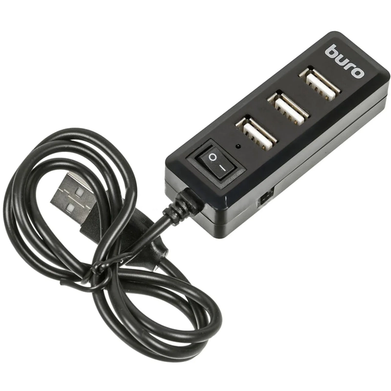 Разветвитель USB 2.0 Buro BU-HUB4-0.5L-U2.0 4порт. черный