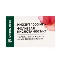 Инозит 1000 мг + фолиевая кислота 400 мкг, 60 капсул, 520 мг