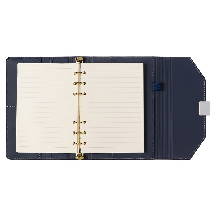 Органайзер на кольцах А6+, 80 листов, кожзам, c клапаном, линия, с ручкой, в подарочной коробке, синий Органайзер на кольцах А6+, 80 листов, кожзам, c клапаном, линия, с ручкой, в подарочной коробке, синий