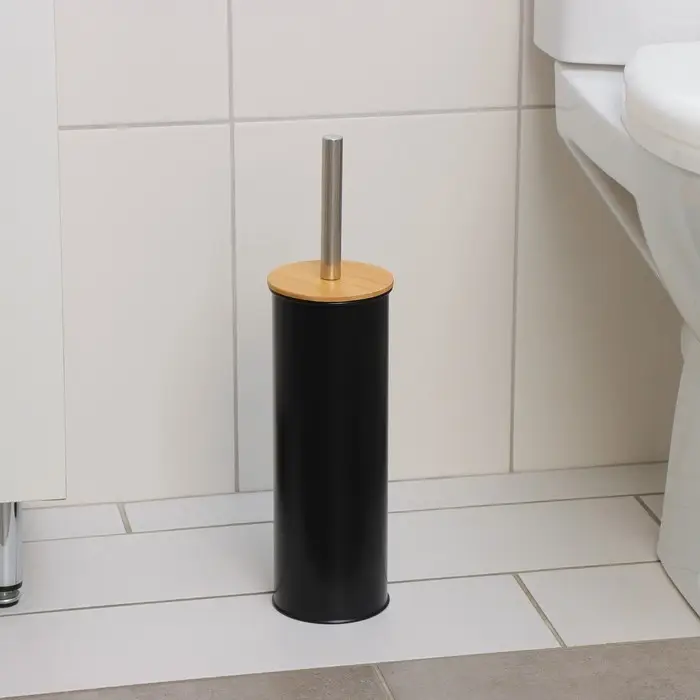 Ёршик для унитаза с подставкой SAVANNA BAMBOO, 9.5&times;38 см, чёрный