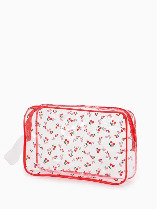 Косметичка ПВХ Вишня 23*6*15, отд на молнии,  прозрачный
