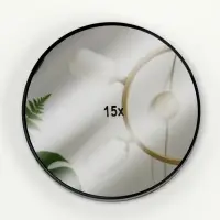 Зеркало макияжное, увеличение &times;15, на присосках, d=9 см, чёрное