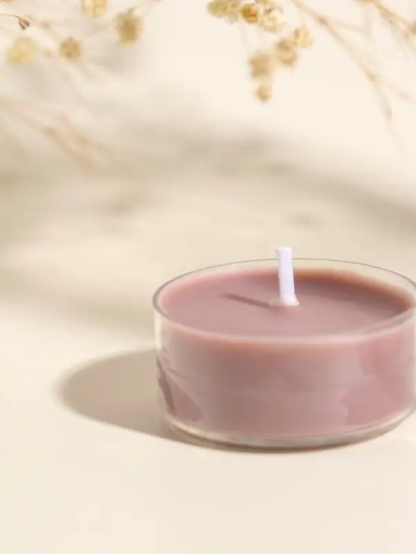 Чайная свеча ароматическая "Круглая" тёмно-бежевая, аромат амбра 3,8х3,8х1,8 см