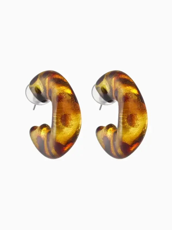 Серьги акрил «Леопард» бублик, цветной в серебре