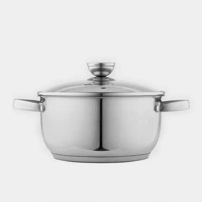 Кастрюля Катунь &laquo;Антея&raquo;, 4 л, d=22 см, с крышкой, капсульное дно, индукция, нержавеющая сталь, AISI - 201, хромированная