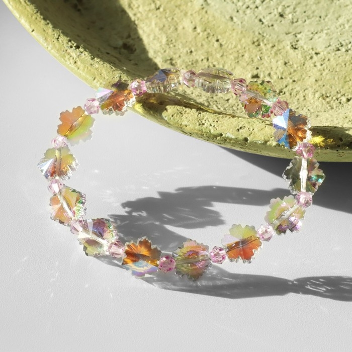 Браслет «Блеск» цветы, цвет бензиновый