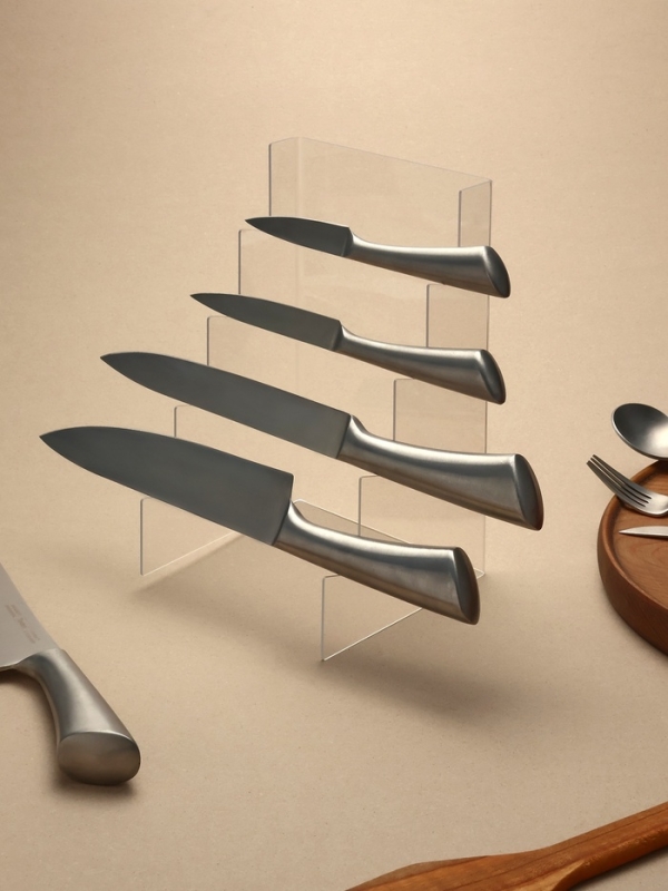 Подставка под ножи 15*15*25 см, 4 места, оргстекло 2 мм, прозрачный, В ЗАЩИТНОЙ ПЛЁНКЕ Подставка под ножи 15*15*25 см, 4 места, оргстекло 2 мм, прозрачный, В ЗАЩИТНОЙ ПЛЁНКЕ