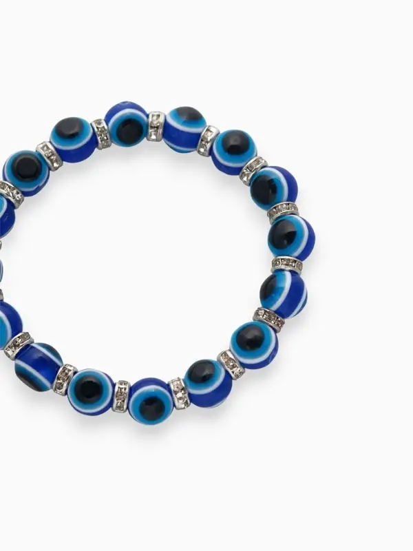 Браслет-оберег &laquo;Детский&raquo;, глазки, синий в серебре, d=3 см