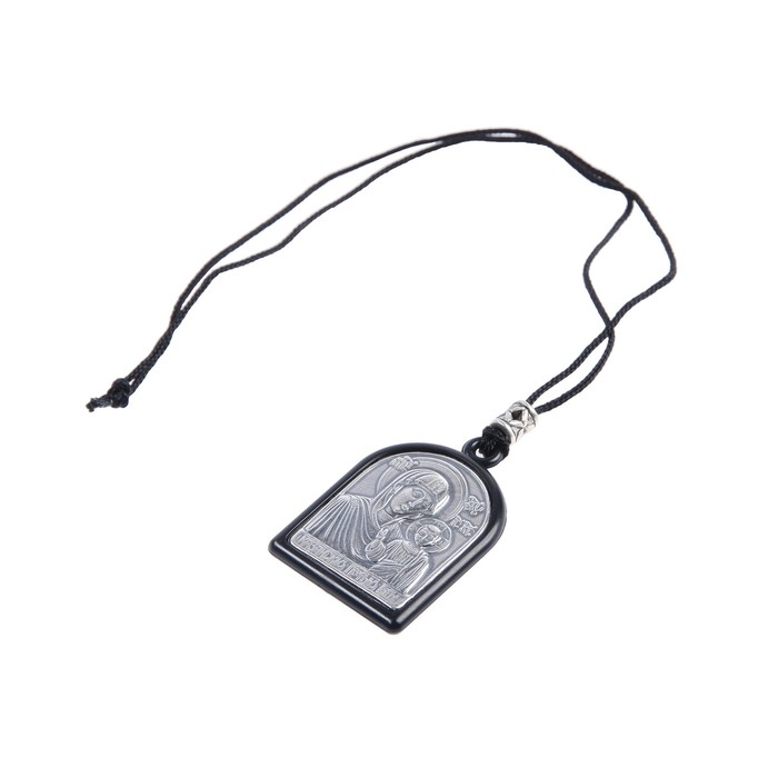 Икона подвесная Казанская Божья Матерь, мельхиор в серебрении Икона подвесная Казанская Божья Матерь, мельхиор в серебрении