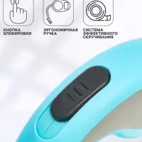 Рулетка - поводок для собак, лента 2.5 м, голубая, серая