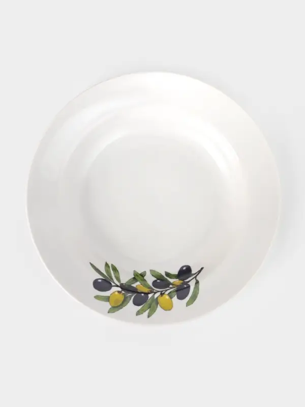 Тарелка глубокая Дулевский фарфор &laquo;Оливки&raquo;, 225 мл, d=20 см, белая, рисунок МИКС