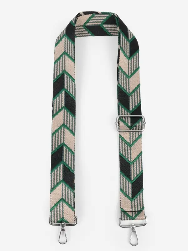 Ручка для сумки &laquo;Стрелки&raquo;, стропа, с карабинами, 139&plusmn;3&times;3.8 см, зелёная, чёрная