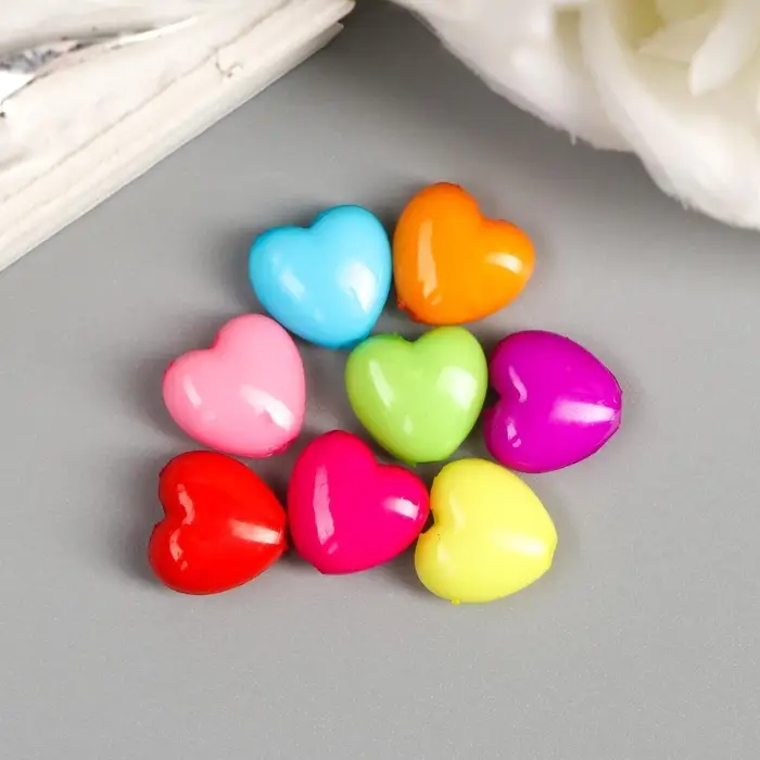 Набор бусин для рукоделия и плетения &laquo;Арт Узор. Сердечко пузатое&raquo;, цветные, 100 шт. 1&times;1.1 см