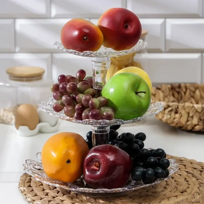 Этажерка для фруктов Альтернатива &laquo;Мелодия&raquo;, 3-х ярусная, d=16 см, 21 см, 27 см, пластик, прозрачная