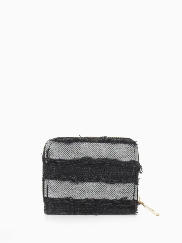 Кошелёк женский на молнии 8.5&times;2&times;11 см, джинсовый, чёрный