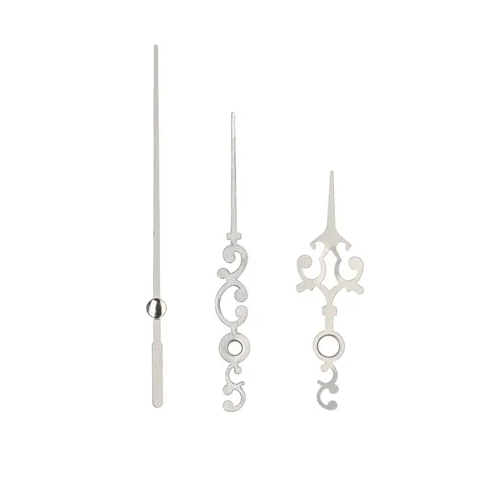 Комплект из 3-х стрелок для часов 52/69/77 мм, фасовка 10 шт, серебро Комплект из 3-х стрелок для часов 52/69/77 мм, фасовка 10 шт, серебро