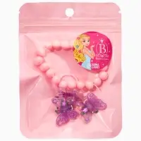 Набор детский  "Выбражулька" 3 предмета: клипсы, кольцо, браслет, бабочки, цвет розовый