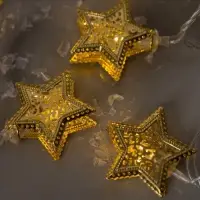 Гирлянда &laquo;Нить&raquo; 4 м с насадками &laquo;Звёздочка&raquo;, IP20, прозрачная нить, 20 LED, свечение тёплое белое, 8 режимов, 220 В