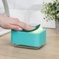 Дозатор для моющего средства с подставкой для губки, 250 мл, губка в комплекте, цвет бирюзовый