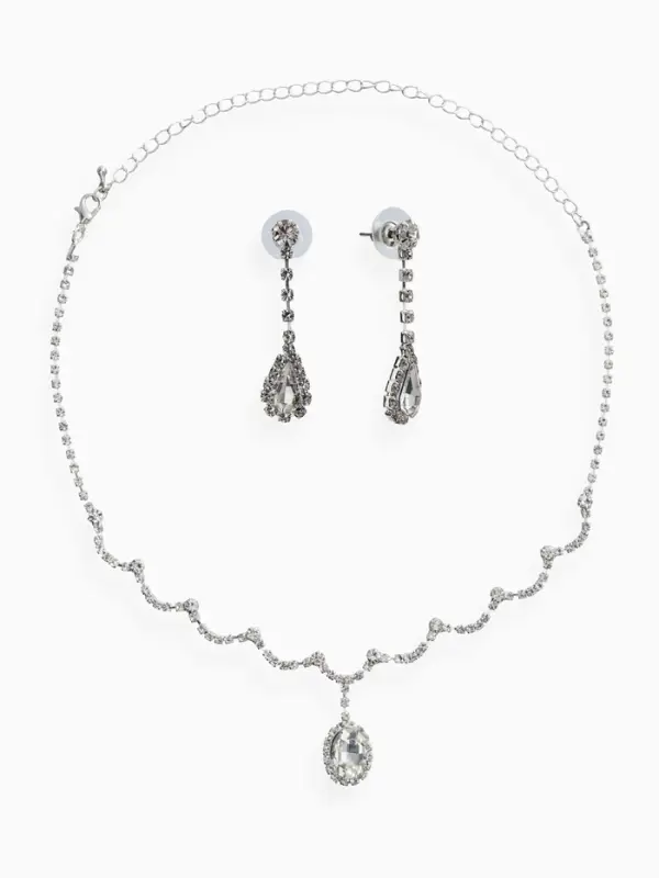 Набор 2 предмета: серьги, колье &laquo;Вечерний шик&raquo; капля ажурная, белый в серебре
