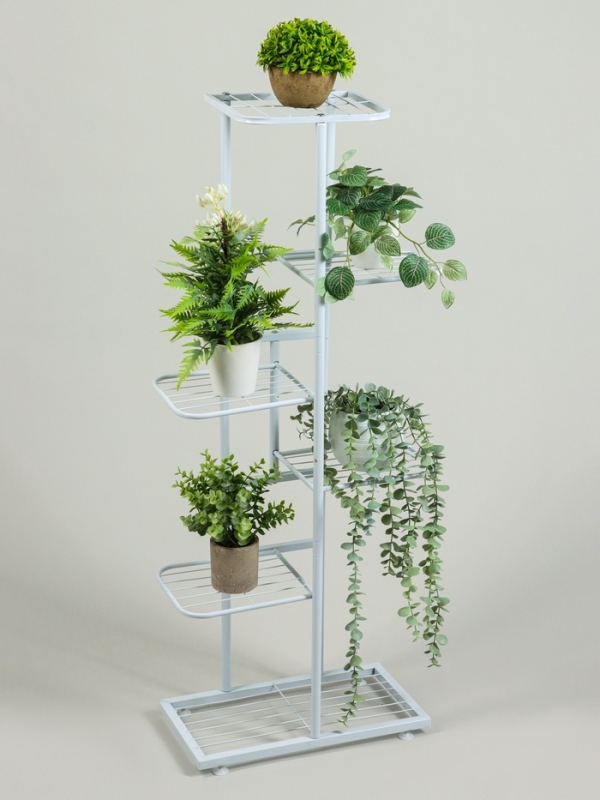 Подставка для цветов Greengo, 6 полок, 44 × 22 × 105 см, напольная, металл, белая Подставка для цветов Greengo, 6 полок, 44 × 22 × 105 см, напольная, металл, белая