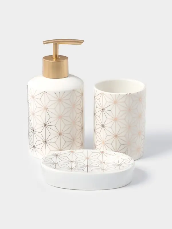 Набор аксессуаров для ванной комнаты Доляна &laquo;Андромеда&raquo;, 3 предмета, дозатор 250 мл, мыльница, стакан, белый