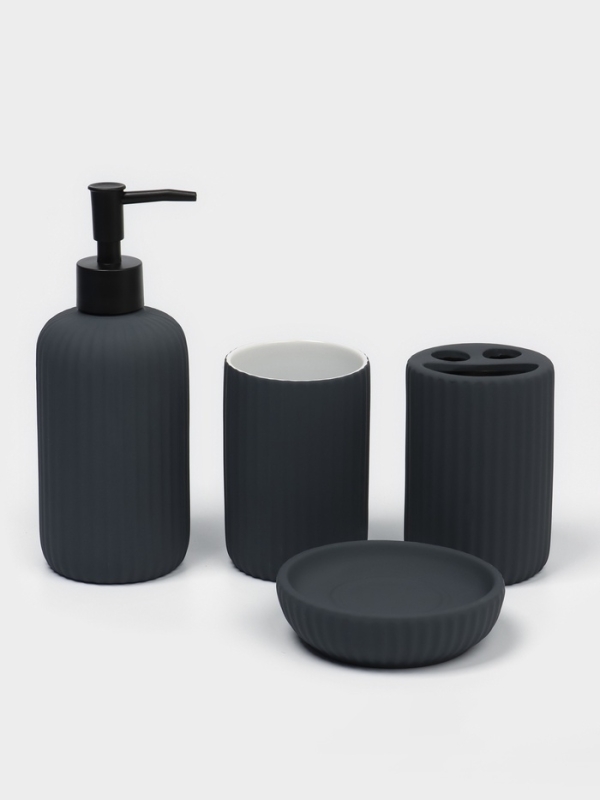 Набор для ванной Набор для ванной "Лайн" 4 предмета (дозатор для мыла, стакан, 2 стакана, мыльница)