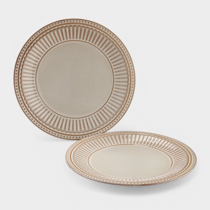 Набор тарелок 2 шт Доляна Набор тарелок 2 шт Доляна "Винтаж" 27 см, цвет бежевый