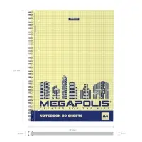 Тетрадь А4 на спирали, 80 листов в клетку, ErichKrause Megapolis Yellow Concept, обложка мелованный картон, жёлтый внутренний блок