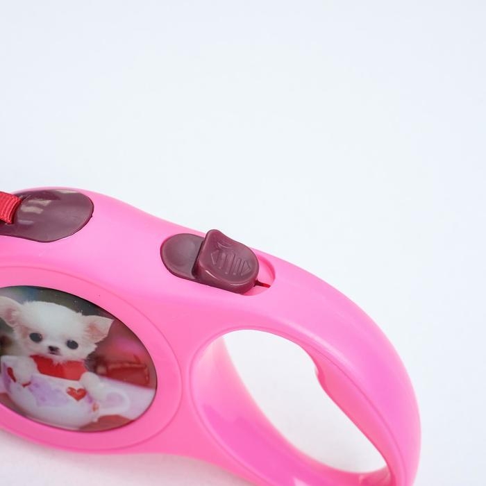 Рулетка с принтом Рулетка с принтом "Милашка", 3 м, вес животного до 12 кг, розовая