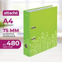 Папка-регистратор Attache Fantasy 75мм ламин.картон салатовый,бум/лам.карт