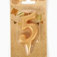 Свеча для торта &laquo;Цифра 5&raquo;, золотая, 5.5 см