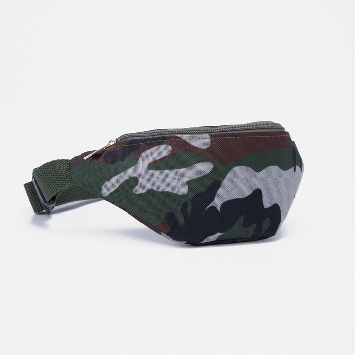 Сумка поясная детская на молнии, цвет камуфляж
