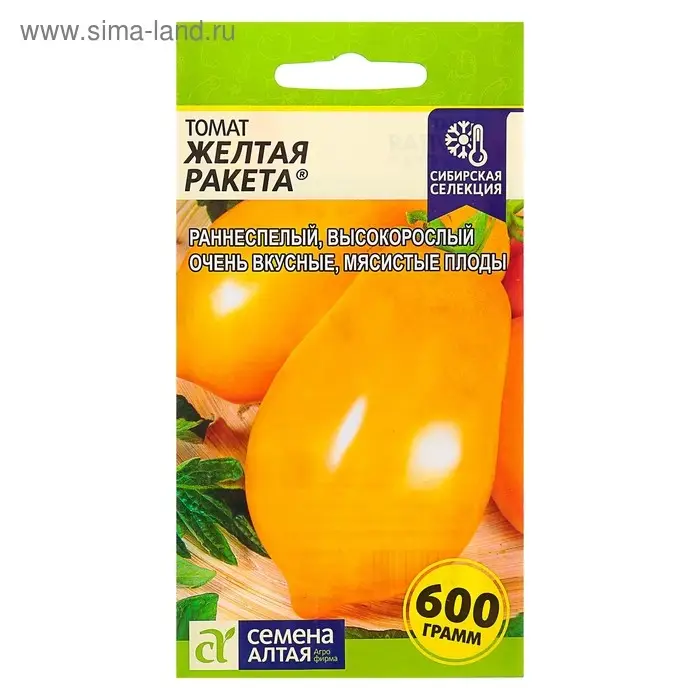 Семена Томат Семена Томат "Желтая Ракета" раннеспелый, цп,индетерминантный,высокорослый, 0,05 г