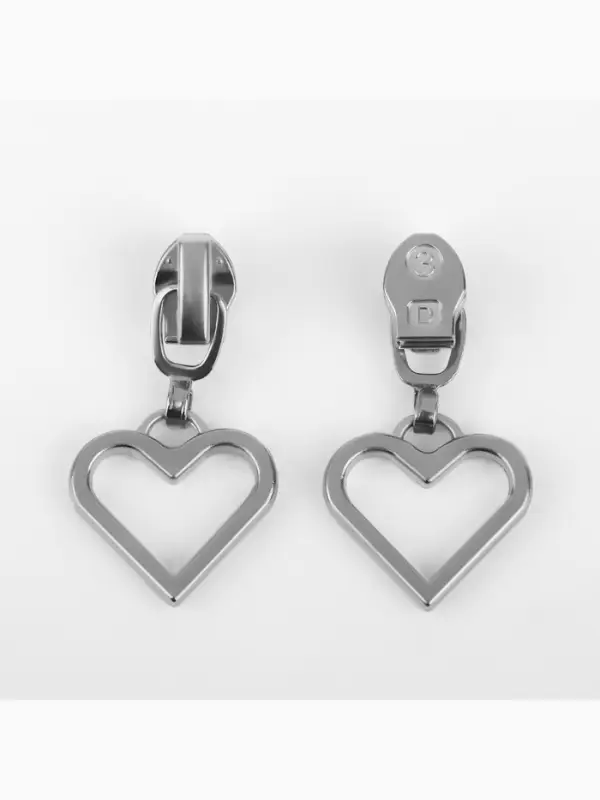 Бегунок для молнии &laquo;Спираль&raquo;, №3, &laquo;Сердце&raquo;, 10 шт., цвет никель