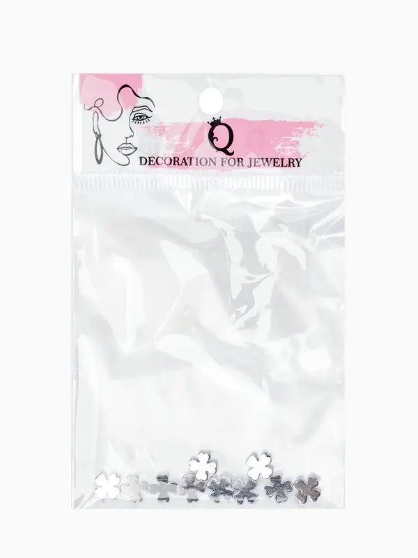 Бусина-разделитель родир. «Клевер», 7×7мм, d(вн.)=2мм, (набор 10 штук), медь, цвет серебро Бусина-разделитель родир. «Клевер», 7×7мм, d(вн.)=2мм, (набор 10 штук), медь, цвет серебро