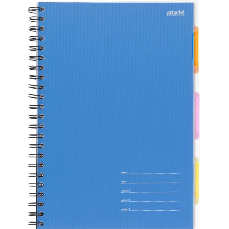 Бизнес-тетрадь 140л,кл,А4,SPIRAL BOOK Синий,евроспир,обл.пласт,раздел.84101