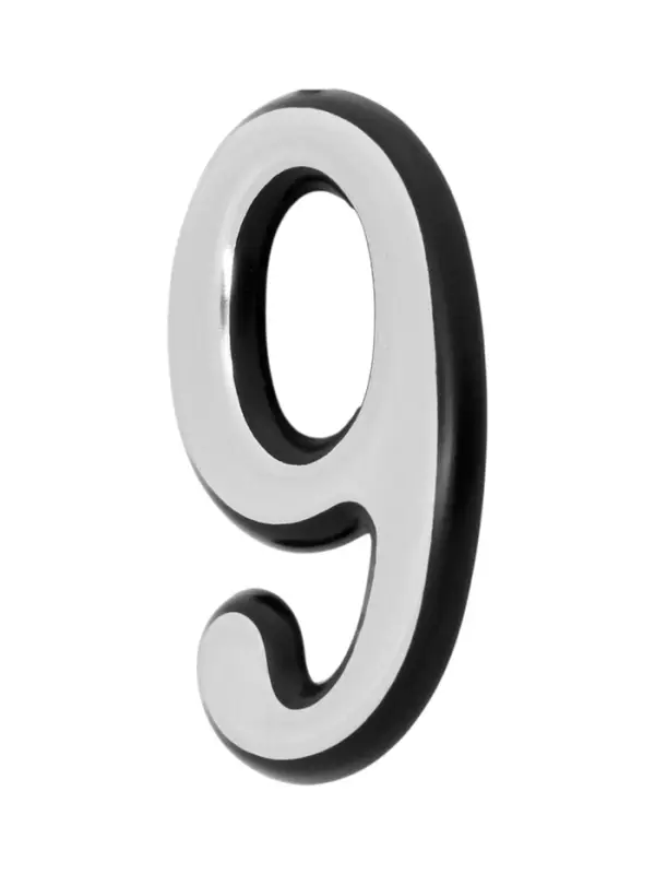 Цифра дверная 9 ТУНДРА, пластиковая, цвет хром, клеевая основа, 1 шт.