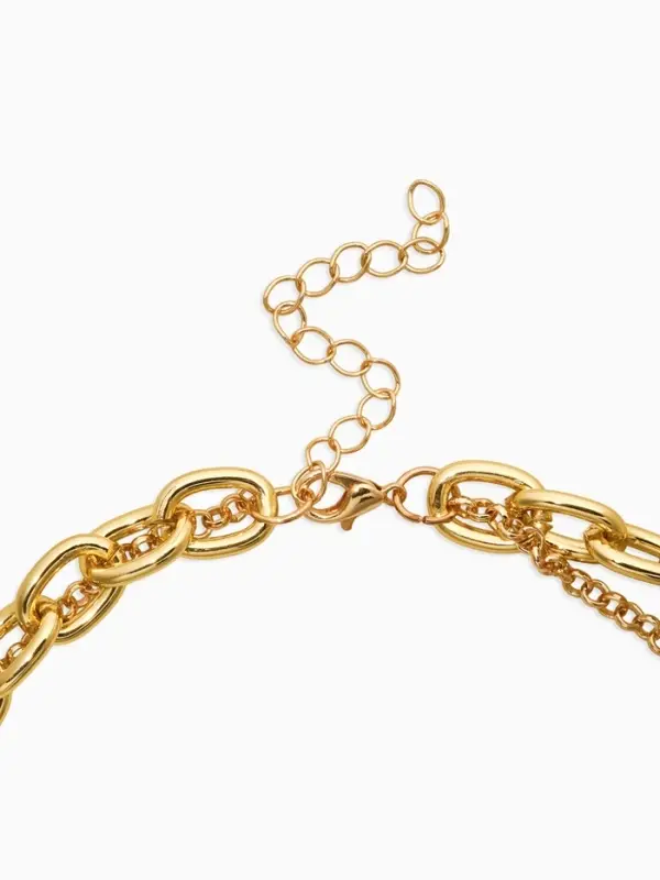 Цепь "Сердце" железо (набор 2шт) , 32/40см, цвет золото