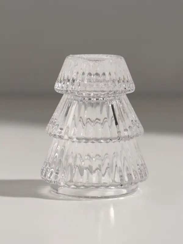 Подсвечник стекло  Подсвечник стекло "Ёлочка гофре" прозрачный d=2,2 см 6х6х8 см