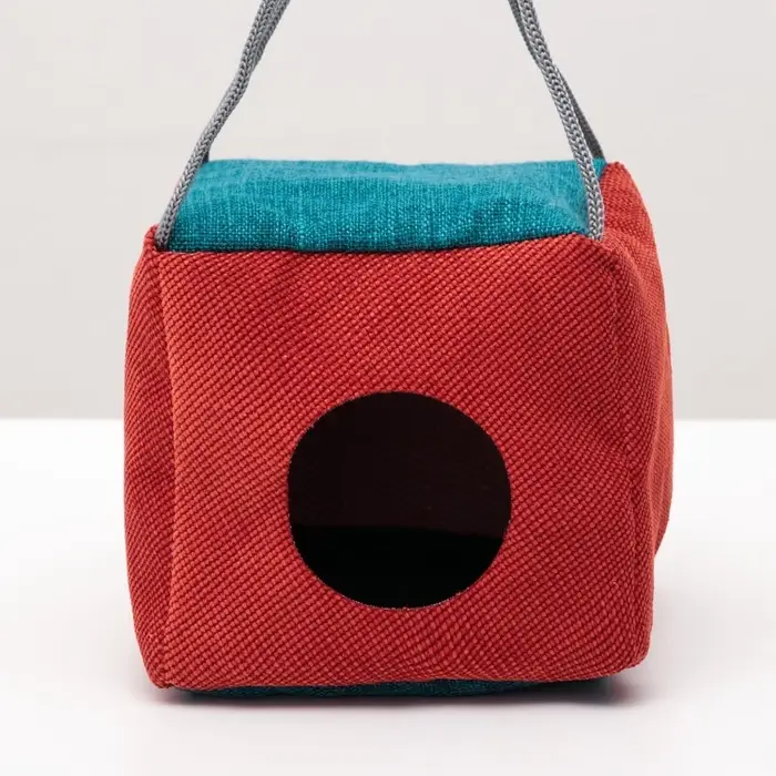 Подвесной дом для грызунов &laquo;Куб&raquo;, 12&times;12&times;12 см, мебельная ткань, флис, цвет МИКС