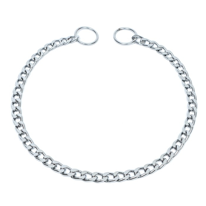 Ошейник - удавка металлический однорядный, 55 см, толщина проволоки 2,5 мм, плоское звено Ошейник - удавка металлический однорядный, 55 см, толщина проволоки 2,5 мм, плоское звено