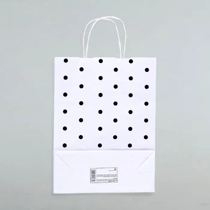 Пакет крафт, белый, «Горох», 24×10.5×32 см, 1 шт. Пакет крафт, белый, «Горох», 24×10.5×32 см, 1 шт.