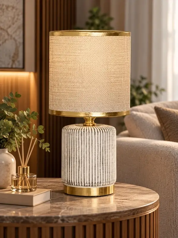 Лампа настольная RISALUX &laquo;Версаль&raquo;, E14, 40 Вт, бело-золотистая, 13&times;13&times;26.5 см